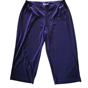 Easywear by Chicos Womens 3 Purple Stretch Wide Leg Capris Pants XL Tummy Slim